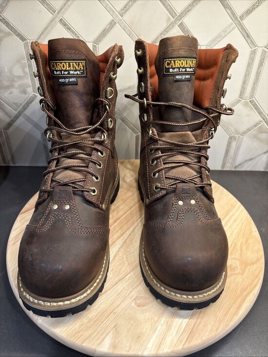 Carolina Waterproof Leather Logger Work Boots Brown Mens Sz 8 3E Wide CA7921 main image 5